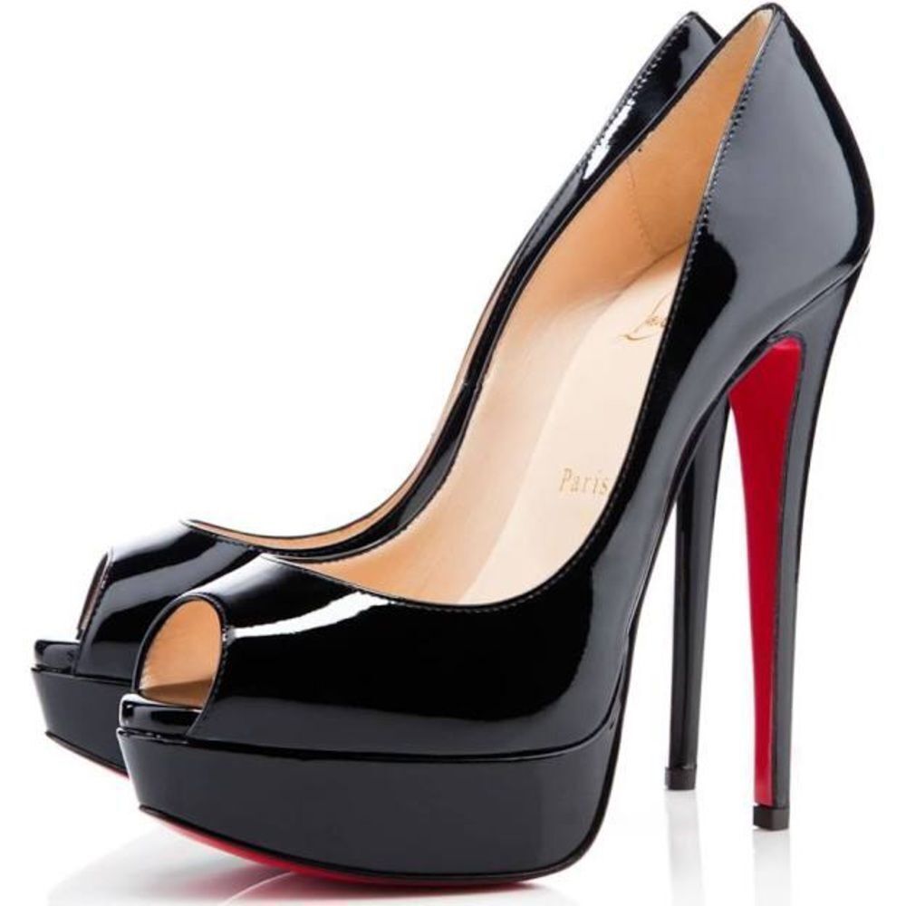 Christian Louboutin Black Peep-Toe Heels